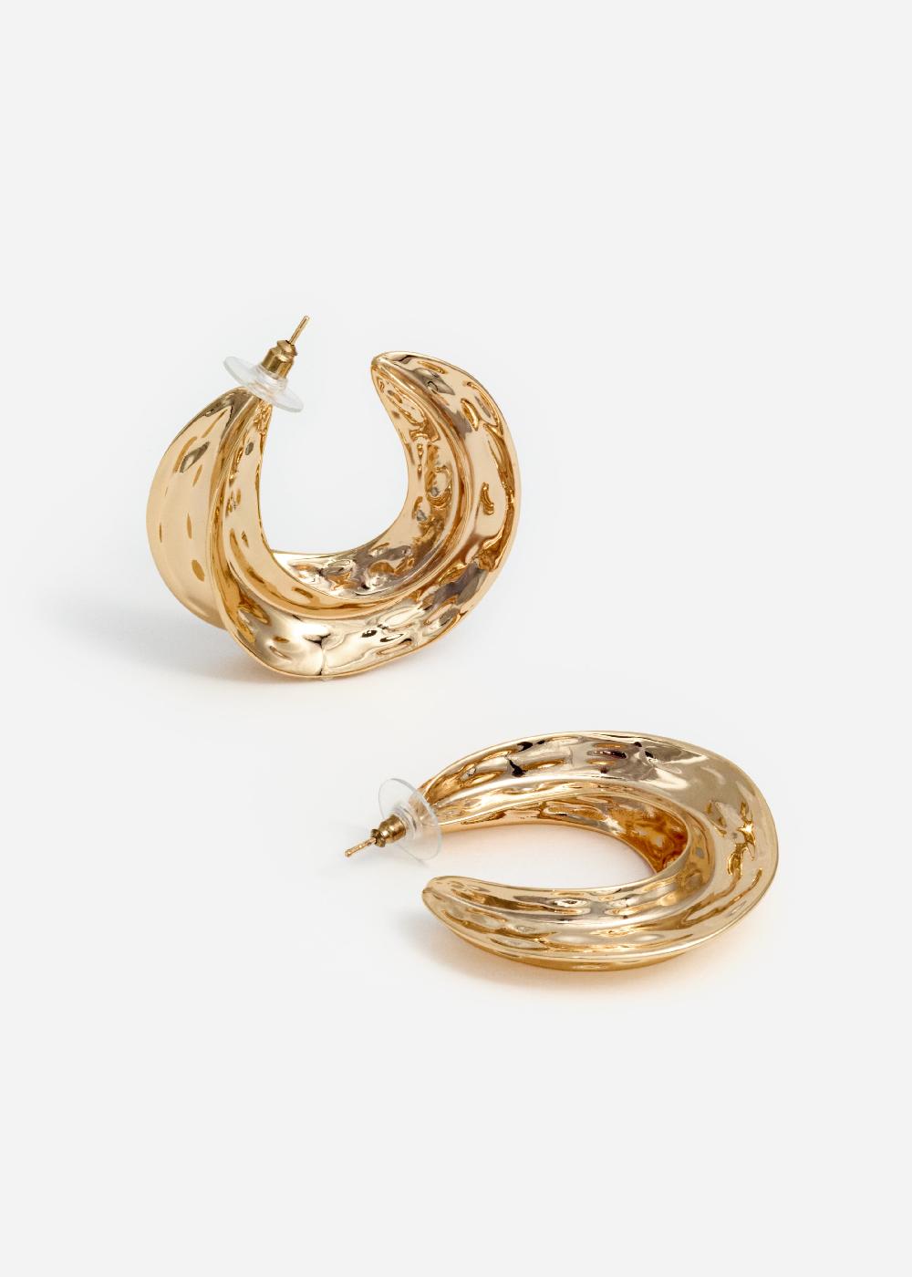 Self Portrait Gold Sculpted Hoop Earrings JEWELLERY