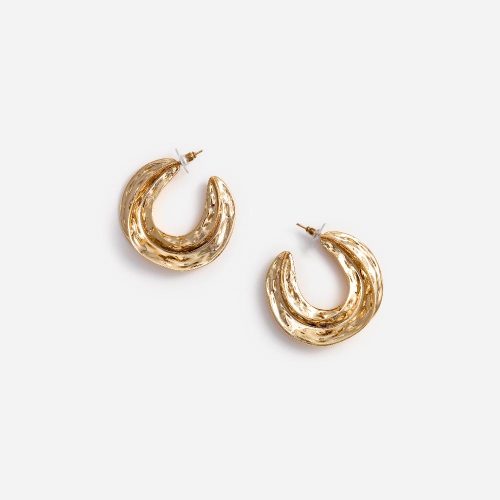 Self Portrait Gold Sculpted Hoop Earrings JEWELLERY