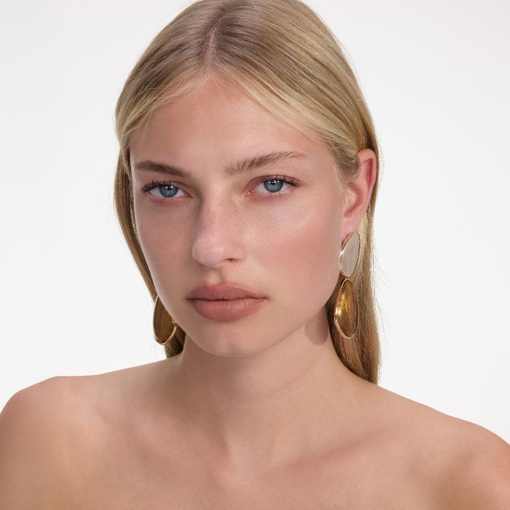 Self Portrait Gold Tiger Eye Tiered Earrings JEWELLERY