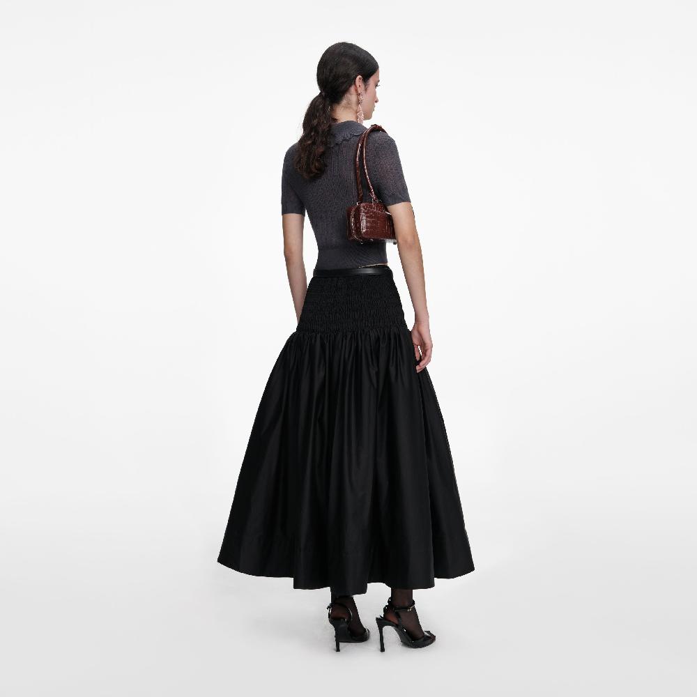 Self Portrait Grey Embroidered Pointelle Knit Top CLOTHING