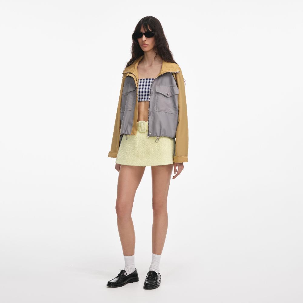 Self Portrait Grey Nylon Cropped Windbreaker CLOTHING