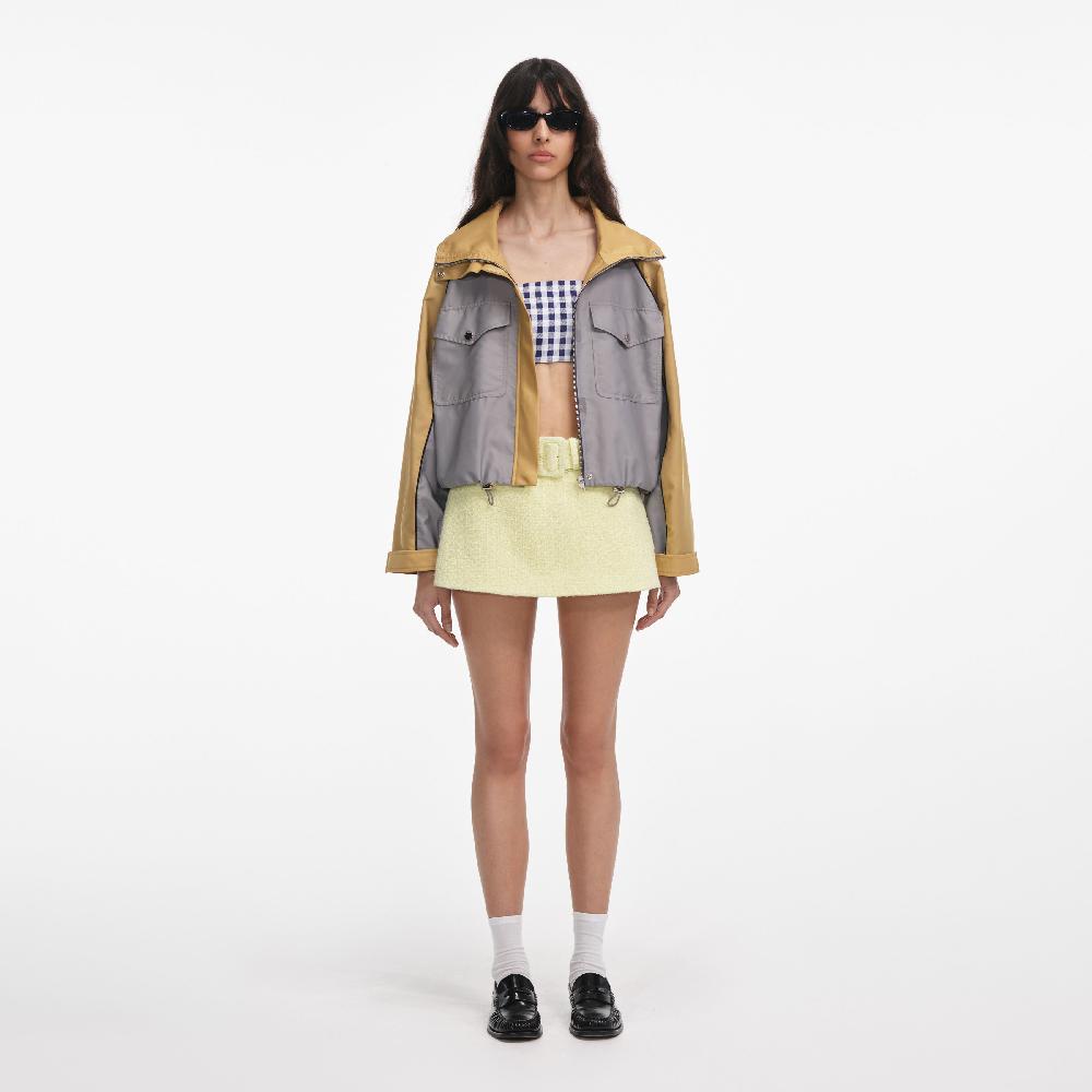 self portrait Grey Nylon Cropped Windbreaker CLOTHING