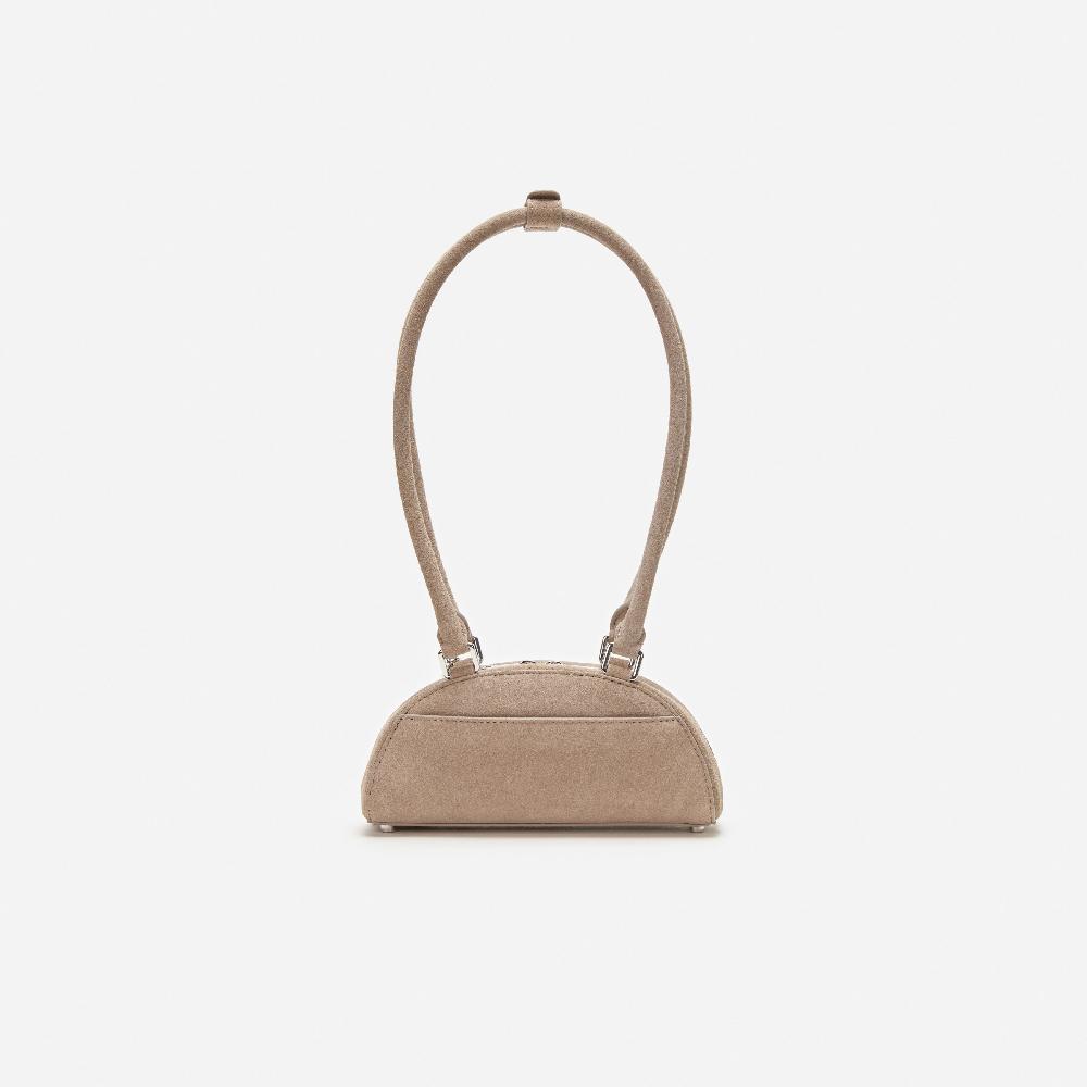 Self Portrait Grey Suede Mini Shoulder Bag With Charm BAGS