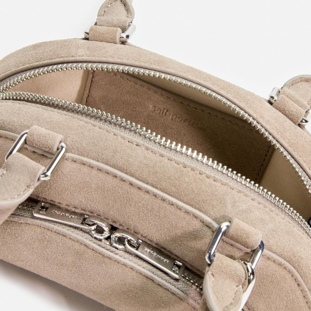 Self Portrait Grey Suede Mini Shoulder Bag With Charm BAGS