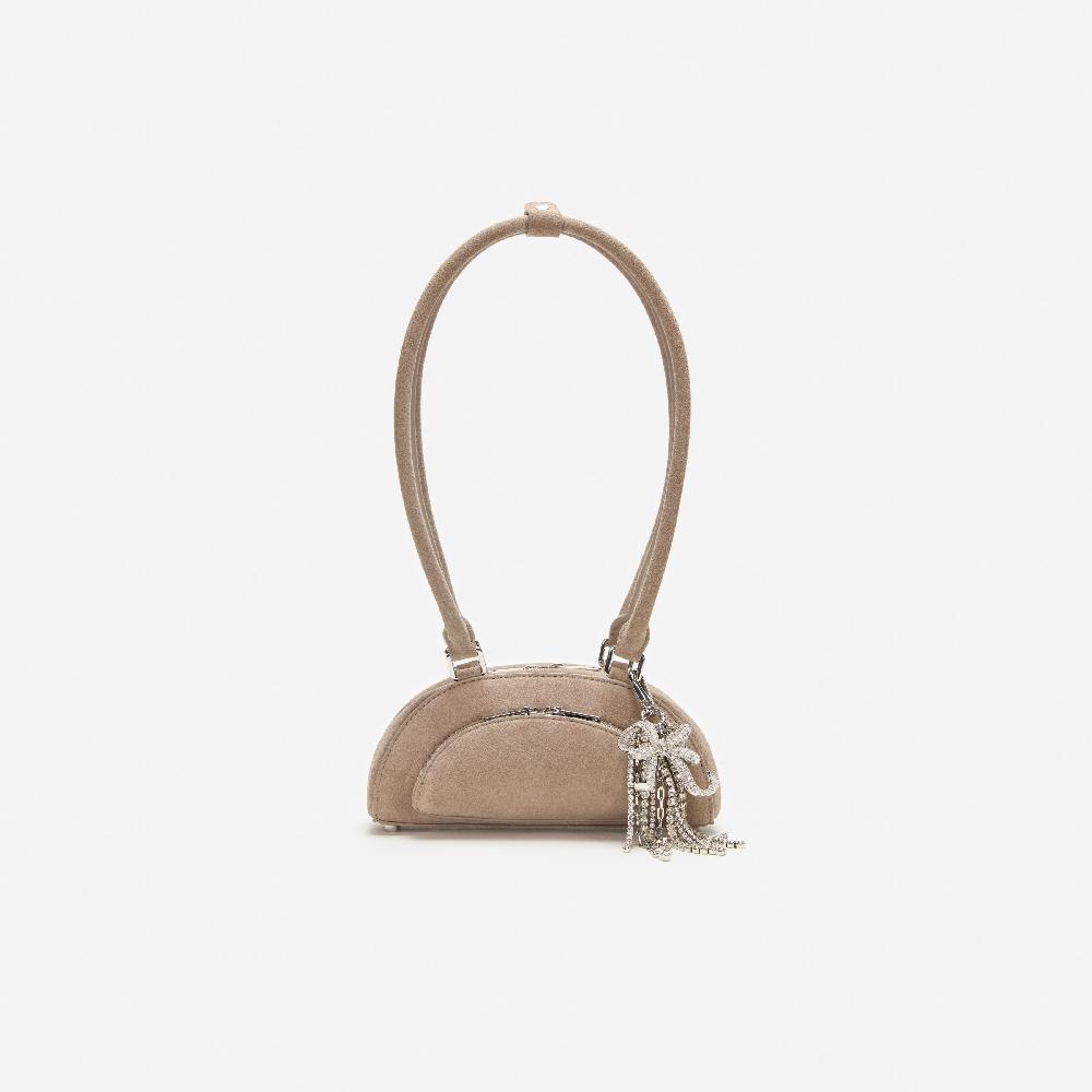 self portrait Grey Suede Mini Shoulder Bag With Charm BAGS