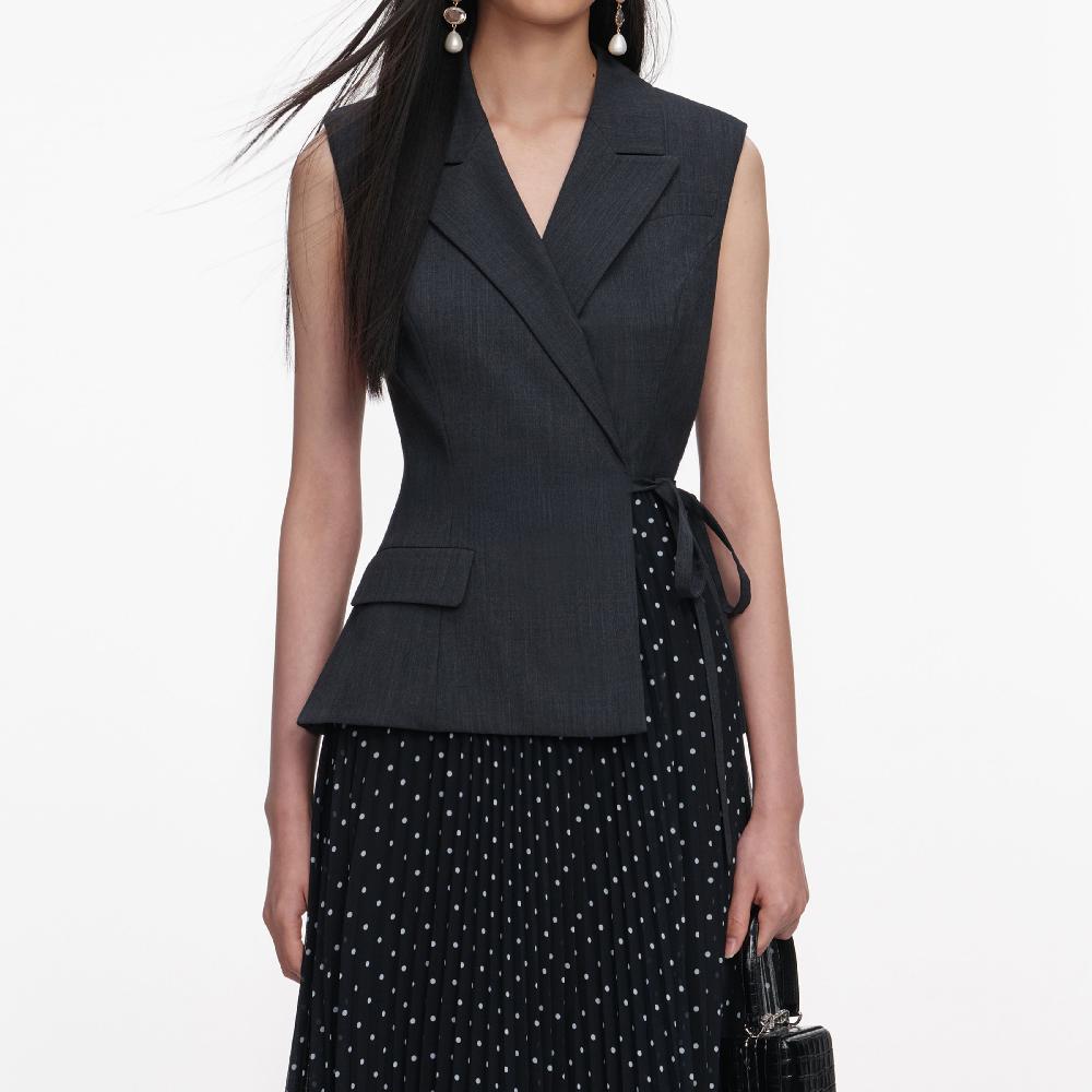 Self Portrait Grey Tailored Polka Dot Midi Dress CLOTHING