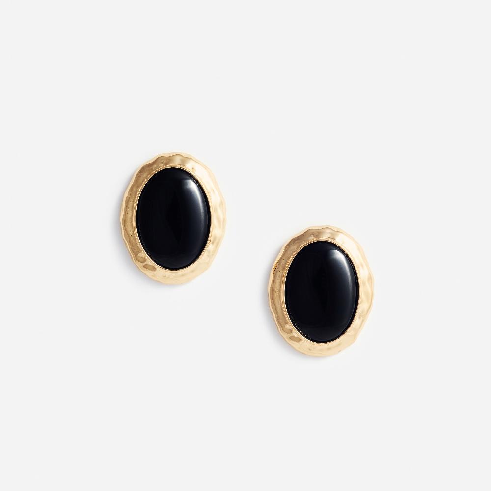 self portrait Hammered Gold Black Earrings JEWELLERY