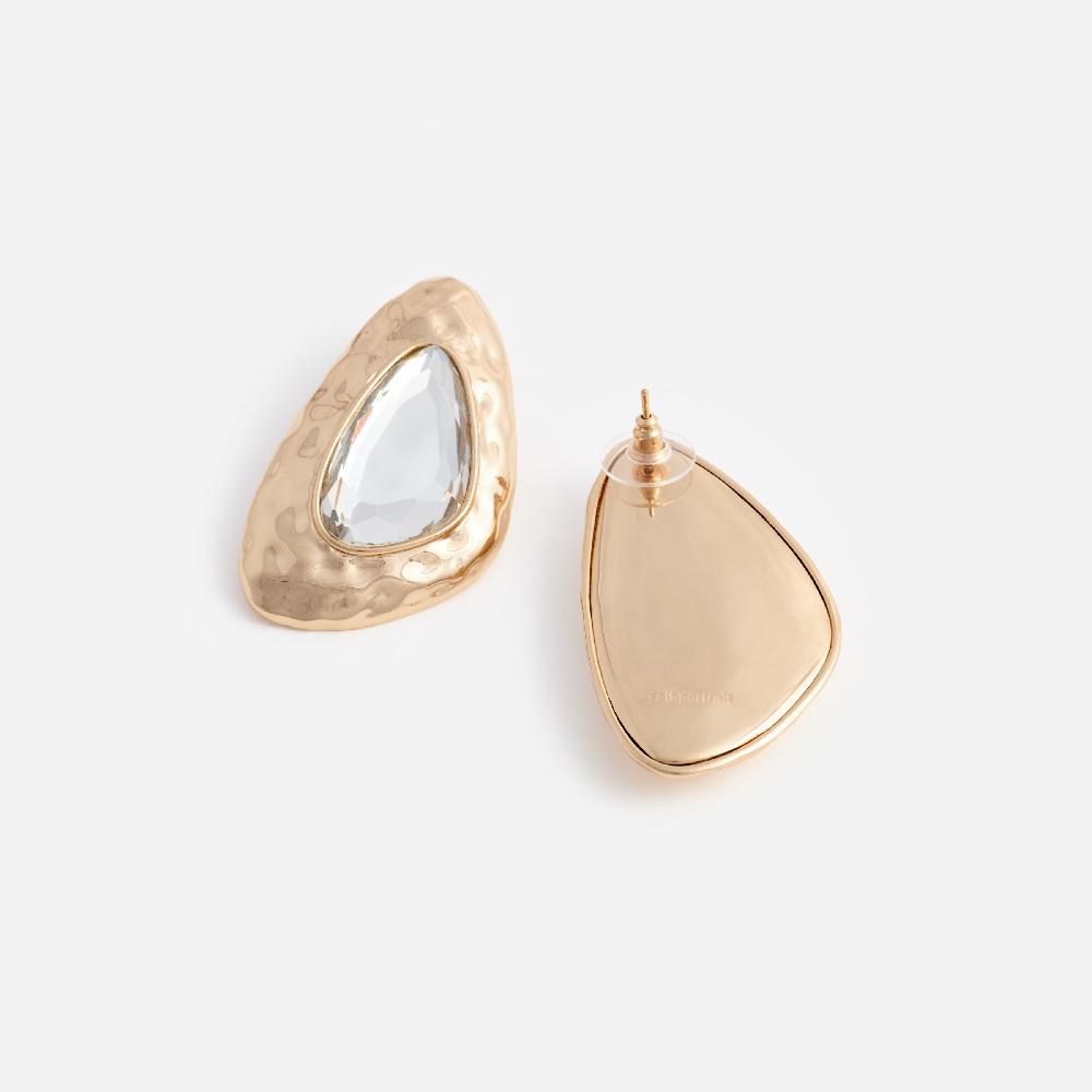 Self Portrait Hammered Gold Crystal Earrings JEWELLERY