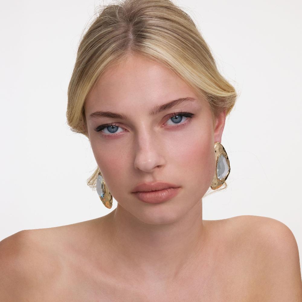 Self Portrait Hammered Gold Crystal Earrings JEWELLERY