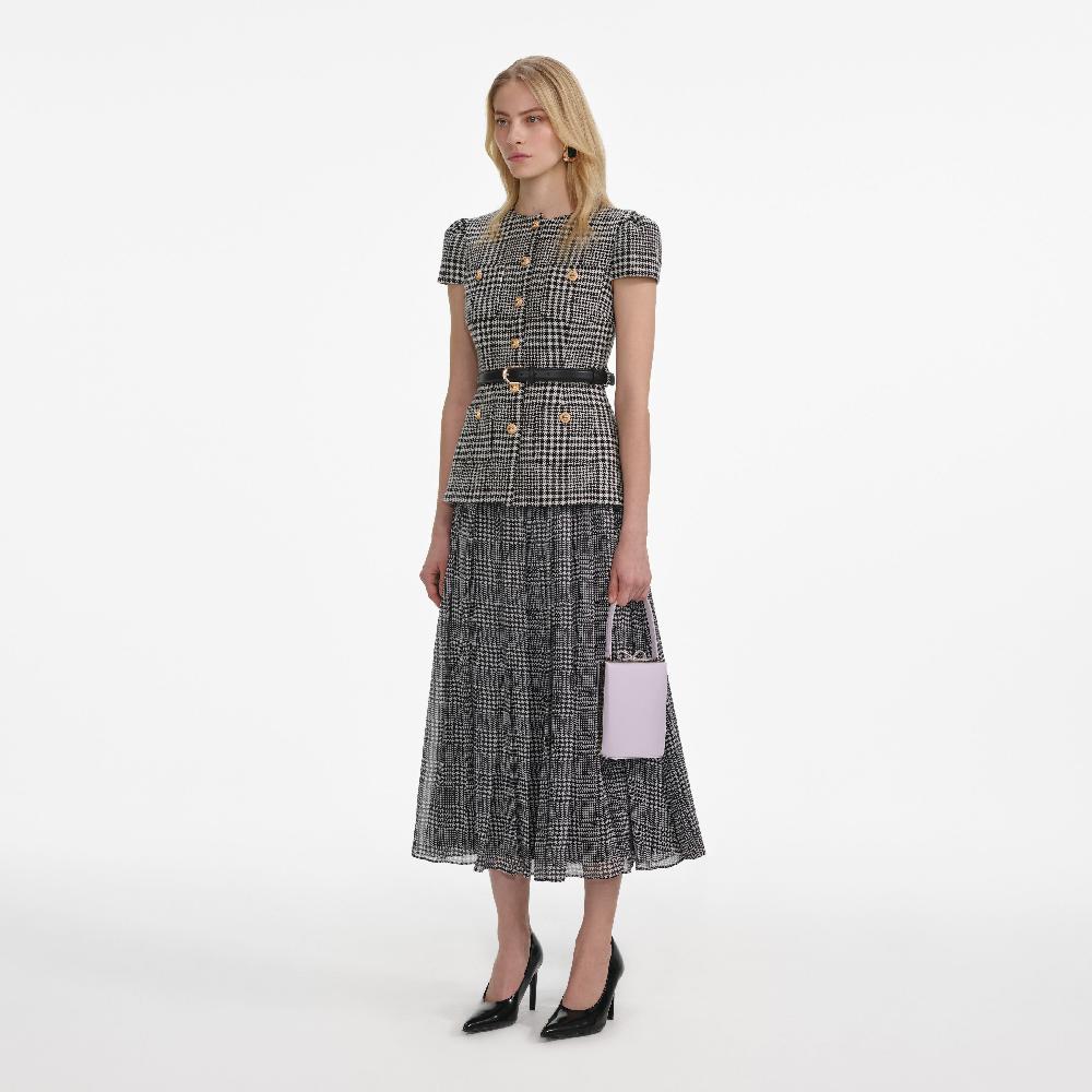 Self Portrait Houndstooth Tailored Midi Dress CLOTHING