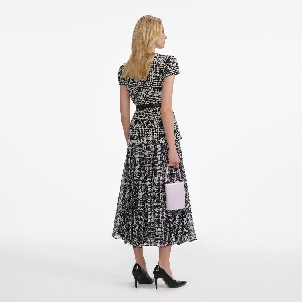Self Portrait Houndstooth Tailored Midi Dress CLOTHING