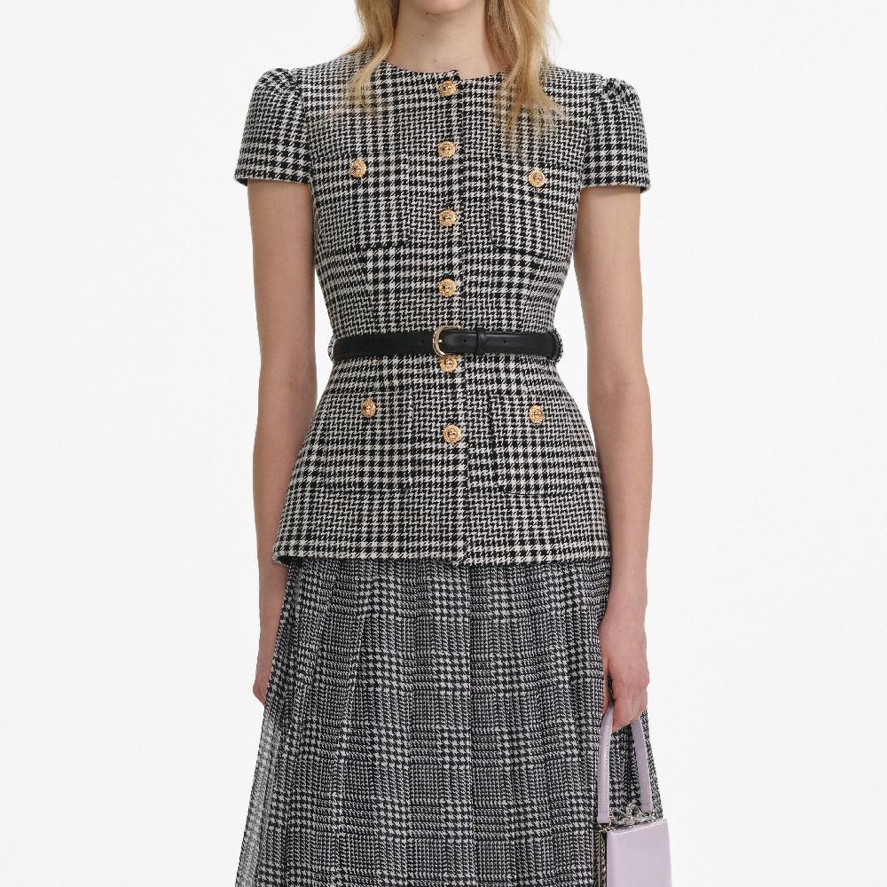 Self Portrait Houndstooth Tailored Midi Dress CLOTHING