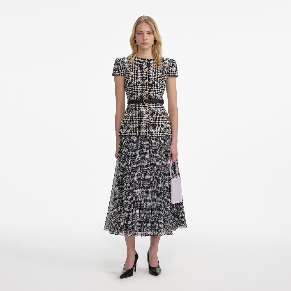 self portrait Houndstooth Tailored Midi Dress CLOTHING