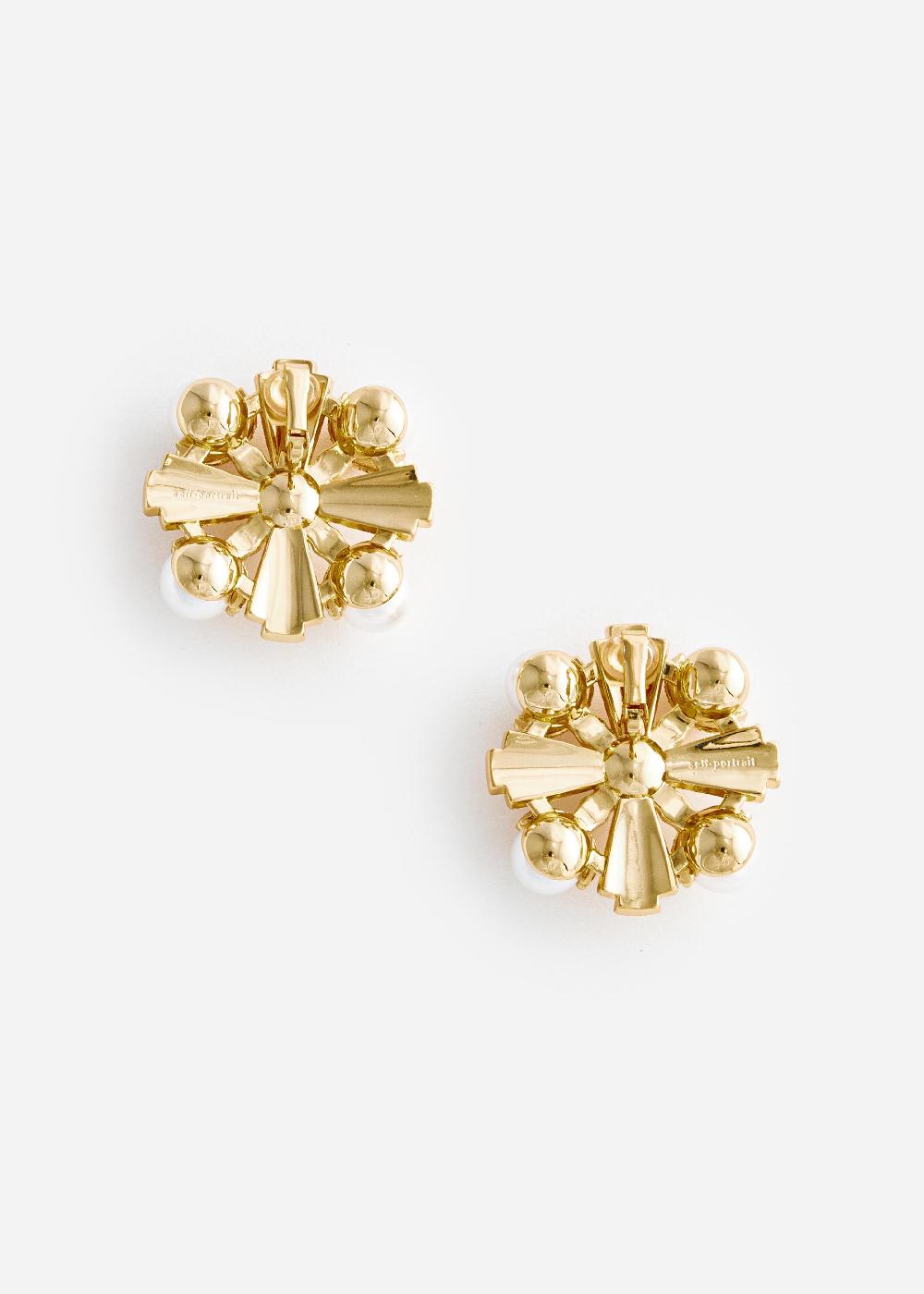 Self Portrait Large Gold Encrusted Earrings JEWELLERY