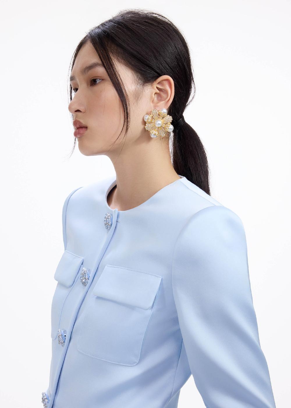 Self Portrait Large Gold Encrusted Earrings JEWELLERY