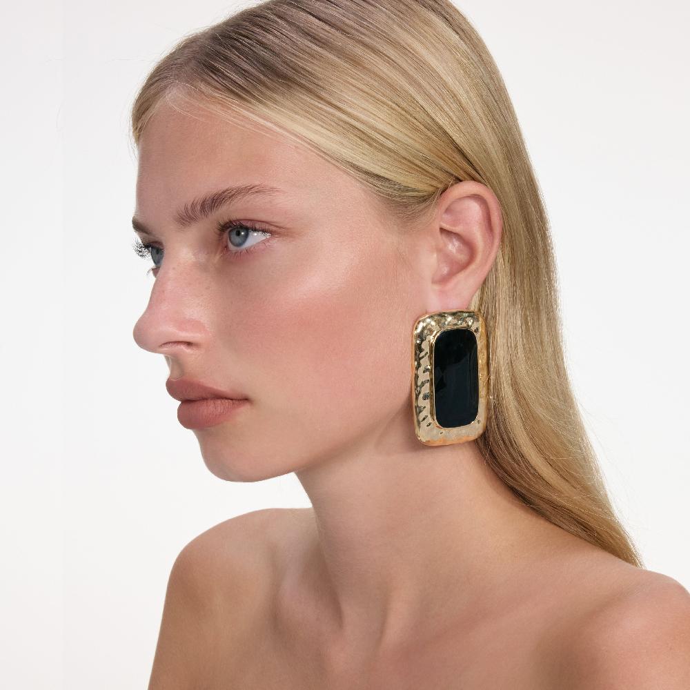Self Portrait Large Mottled Gold Black Earrings JEWELLERY