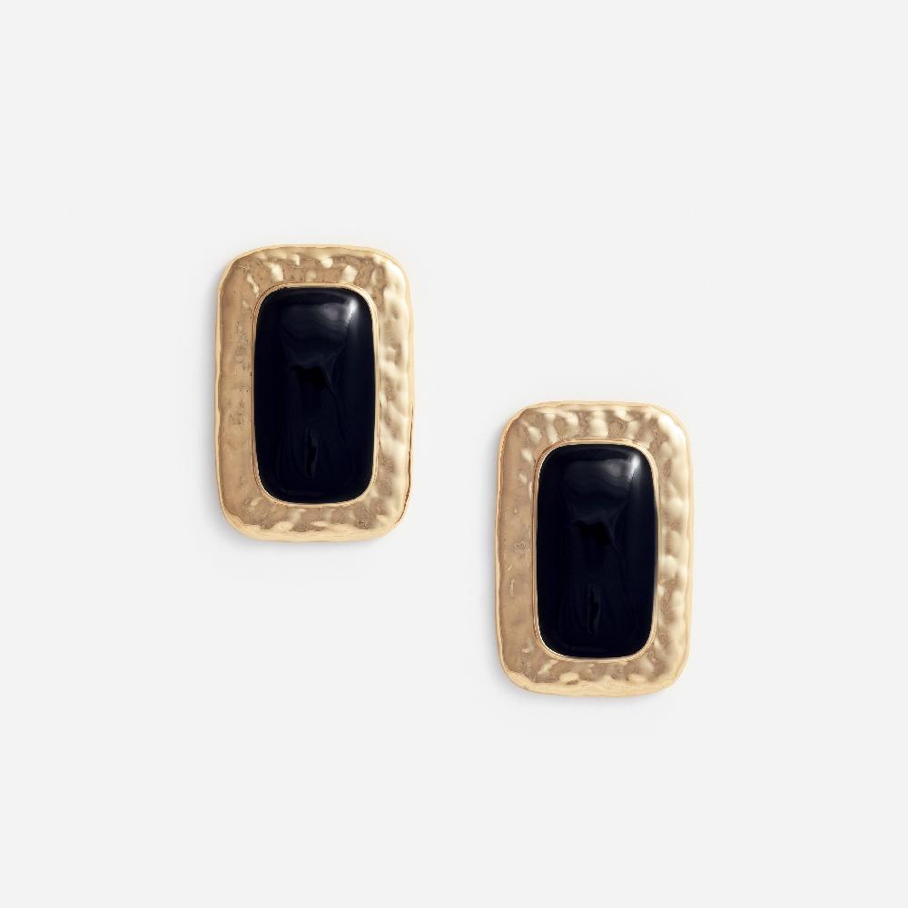 self portrait Large Mottled Gold Black Earrings JEWELLERY