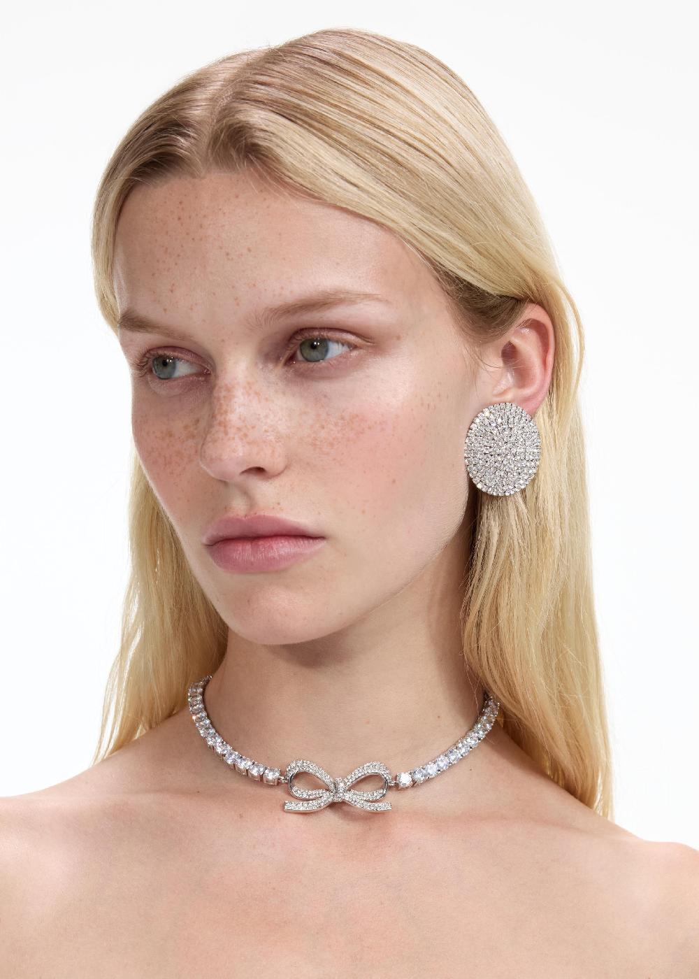 Self Portrait Large Round Crystal Earrings JEWELLERY