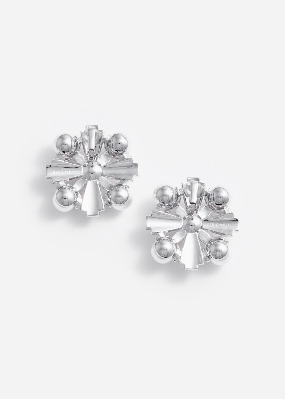 Self Portrait Large Silver Encrusted Earrings JEWELLERY