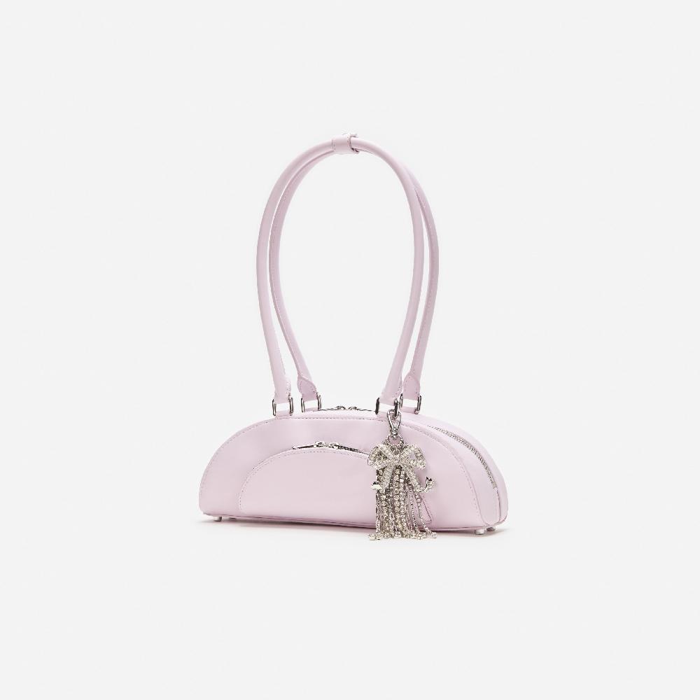 Self Portrait Lilac Leather Curved Charm Shoulder Bag BAGS