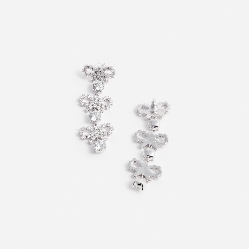 Self Portrait Micro Bow Crystal Tiered Earrings JEWELLERY