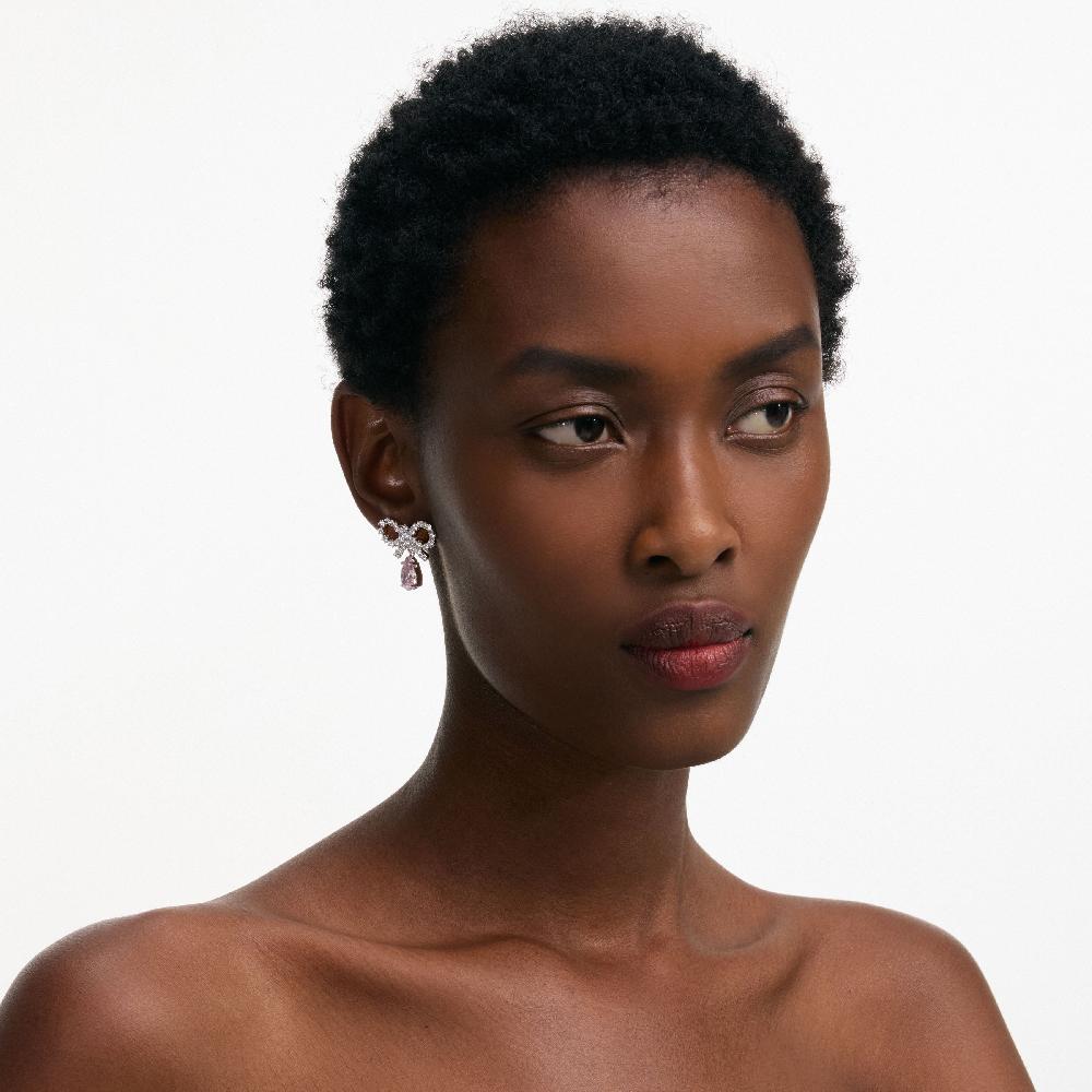 Self Portrait Micro Bow Pink Droplet Earrings JEWELLERY