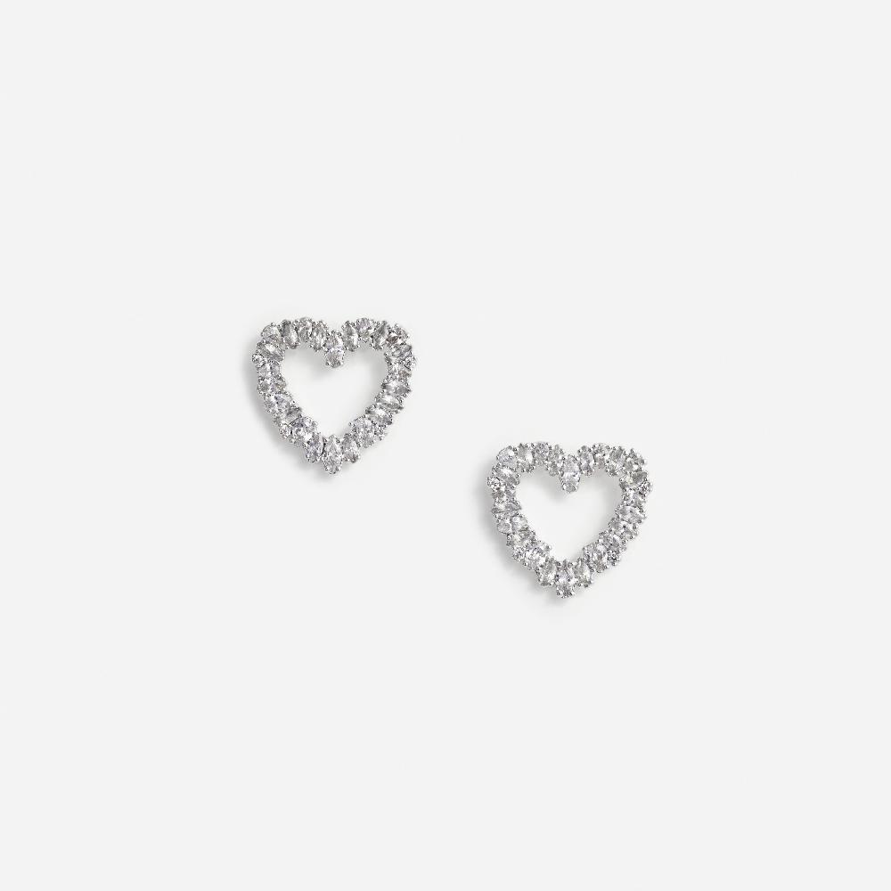 self portrait Mini Crystal Heart Earrings JEWELLERY