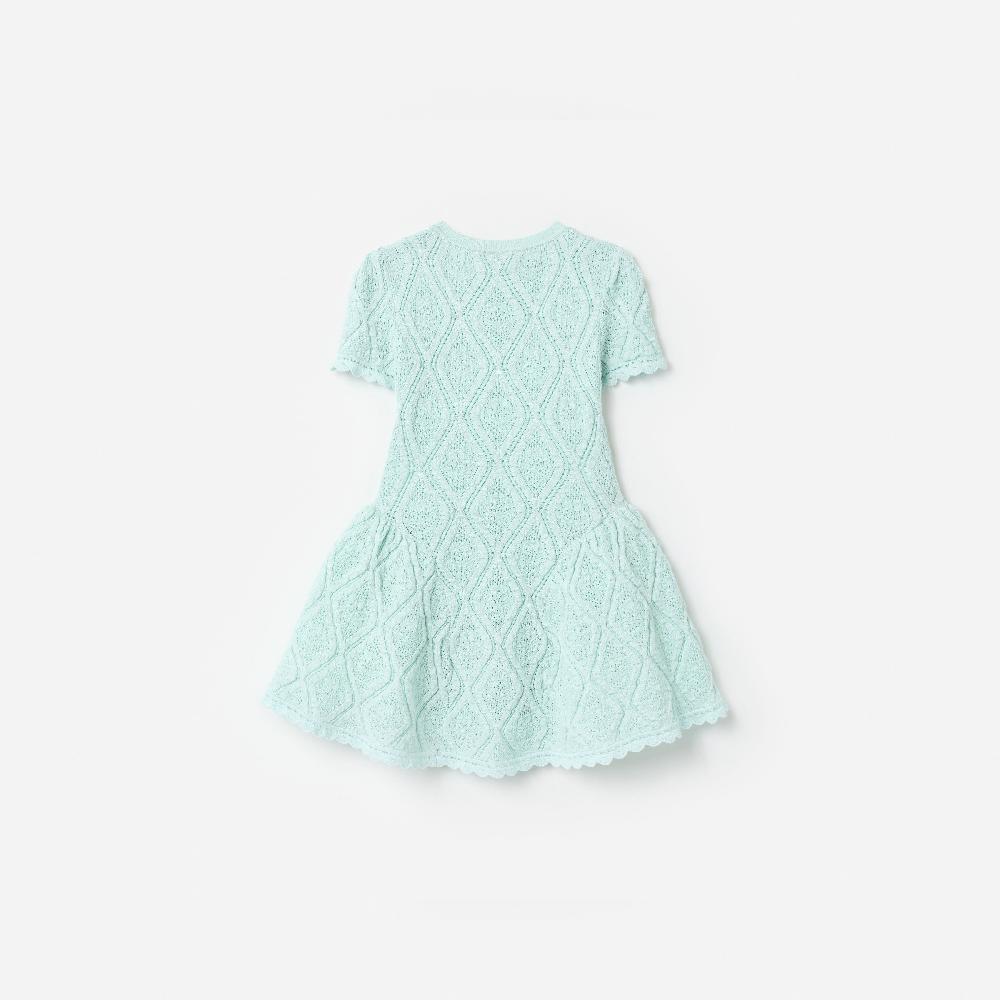 Self Portrait Mint Flower Embroidered Knit Dress KIDS
