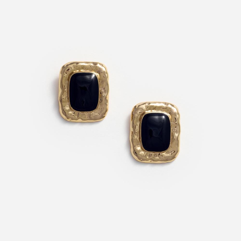self portrait Mottled Gold Black Earrings JEWELLERY