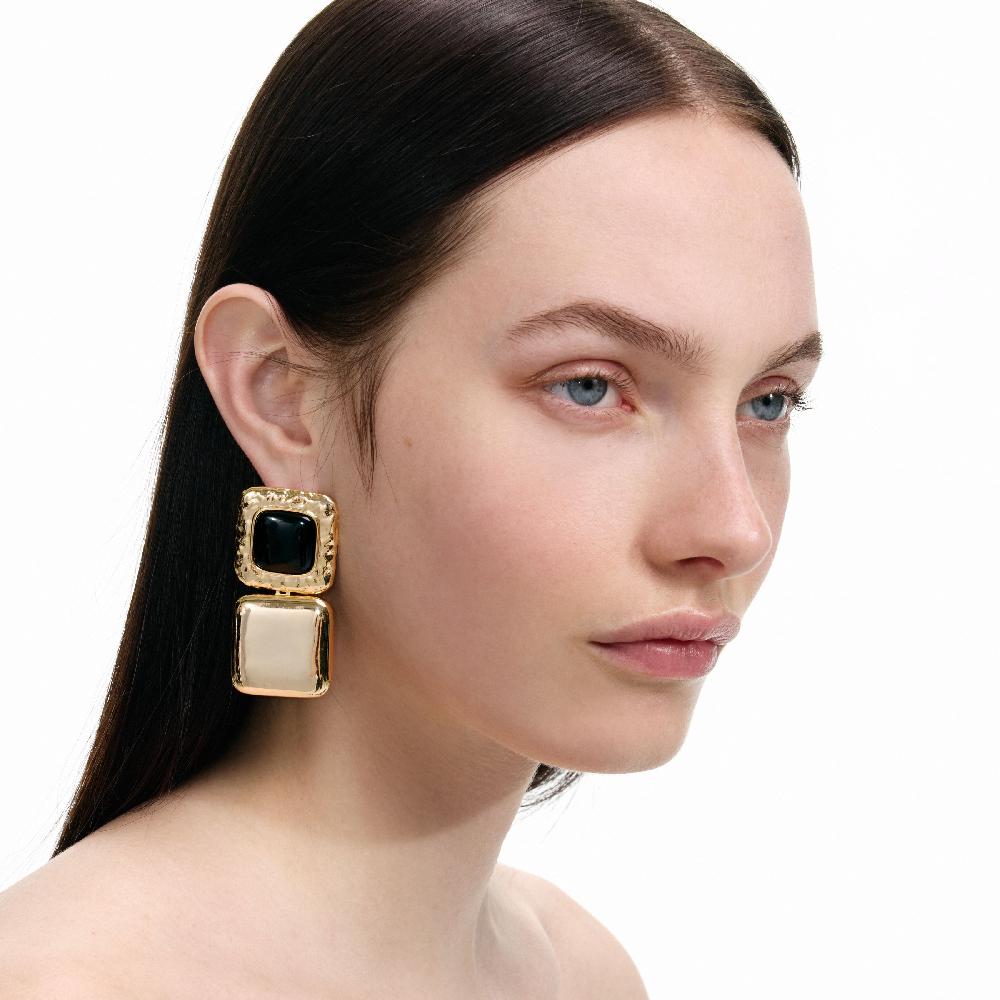 Self Portrait Mottled Gold Black Tiered Earrings JEWELLERY