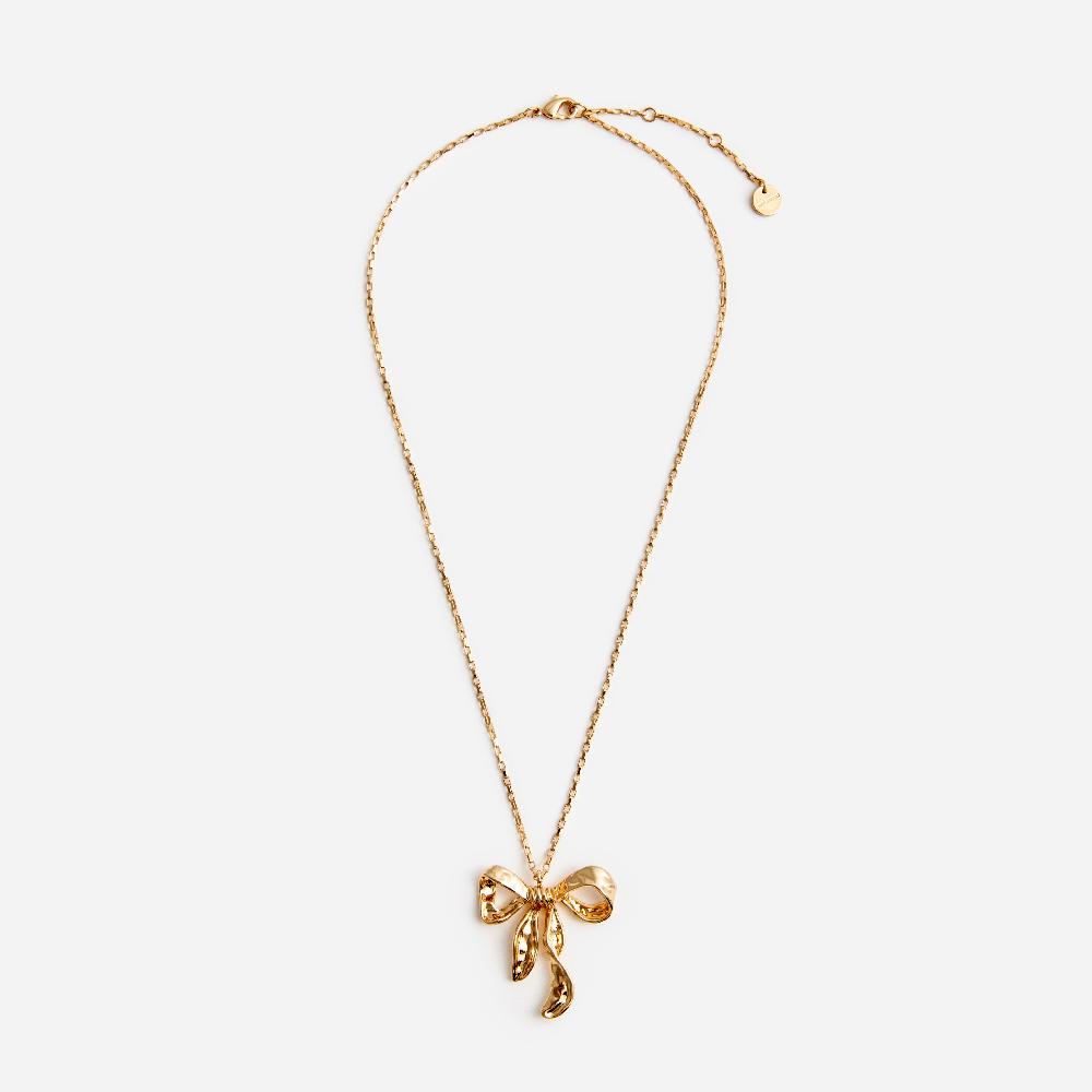 self portrait Mottled Gold Bow Pendant Necklace JEWELLERY