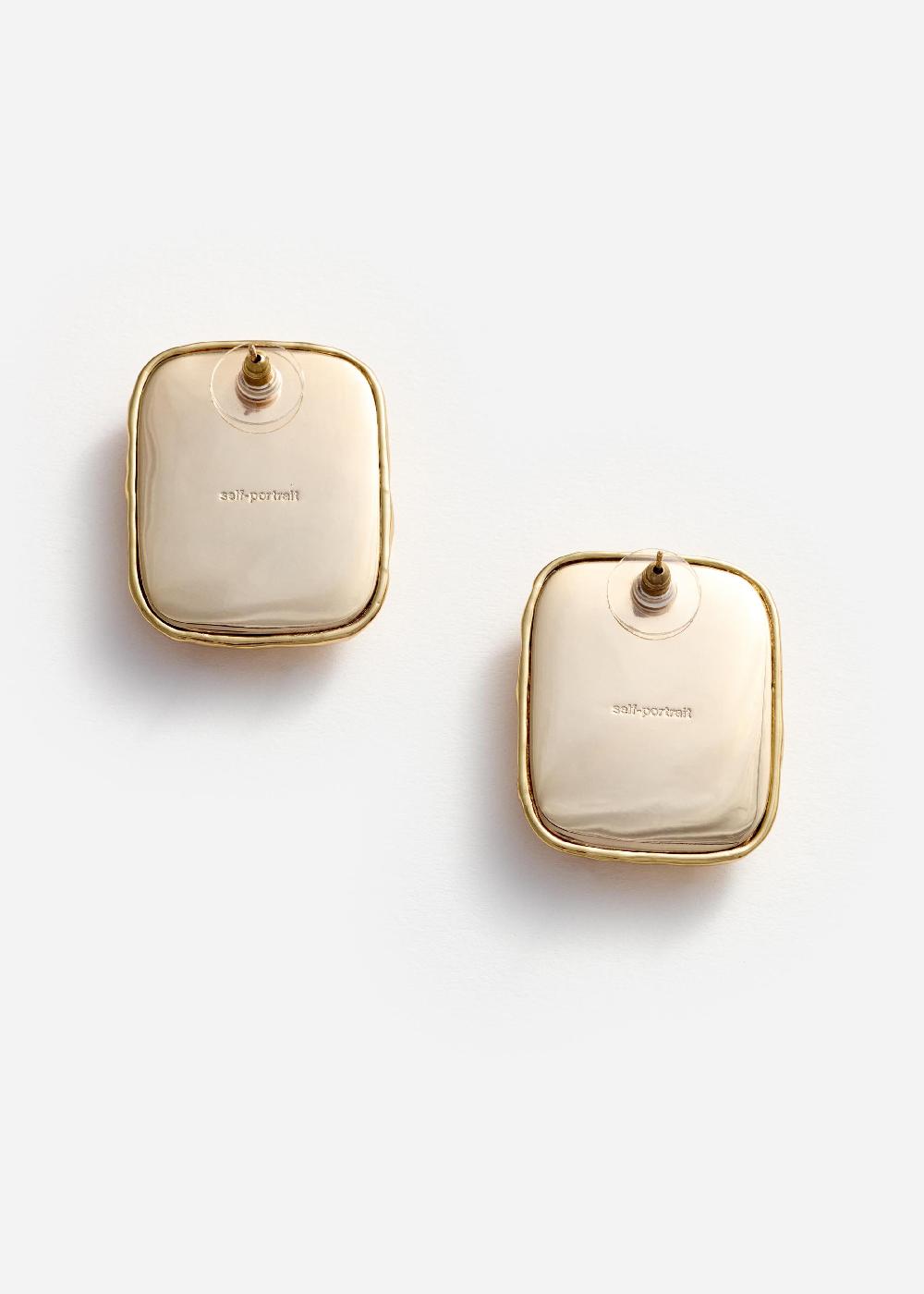 Self Portrait Mottled Gold Pearl Earrings JEWELLERY