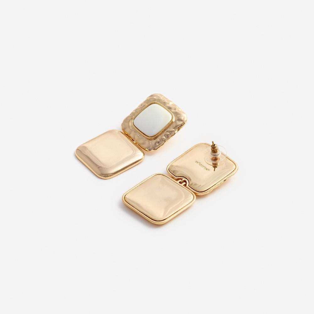 Self Portrait Mottled Gold Pearl Tiered Earrings JEWELLERY