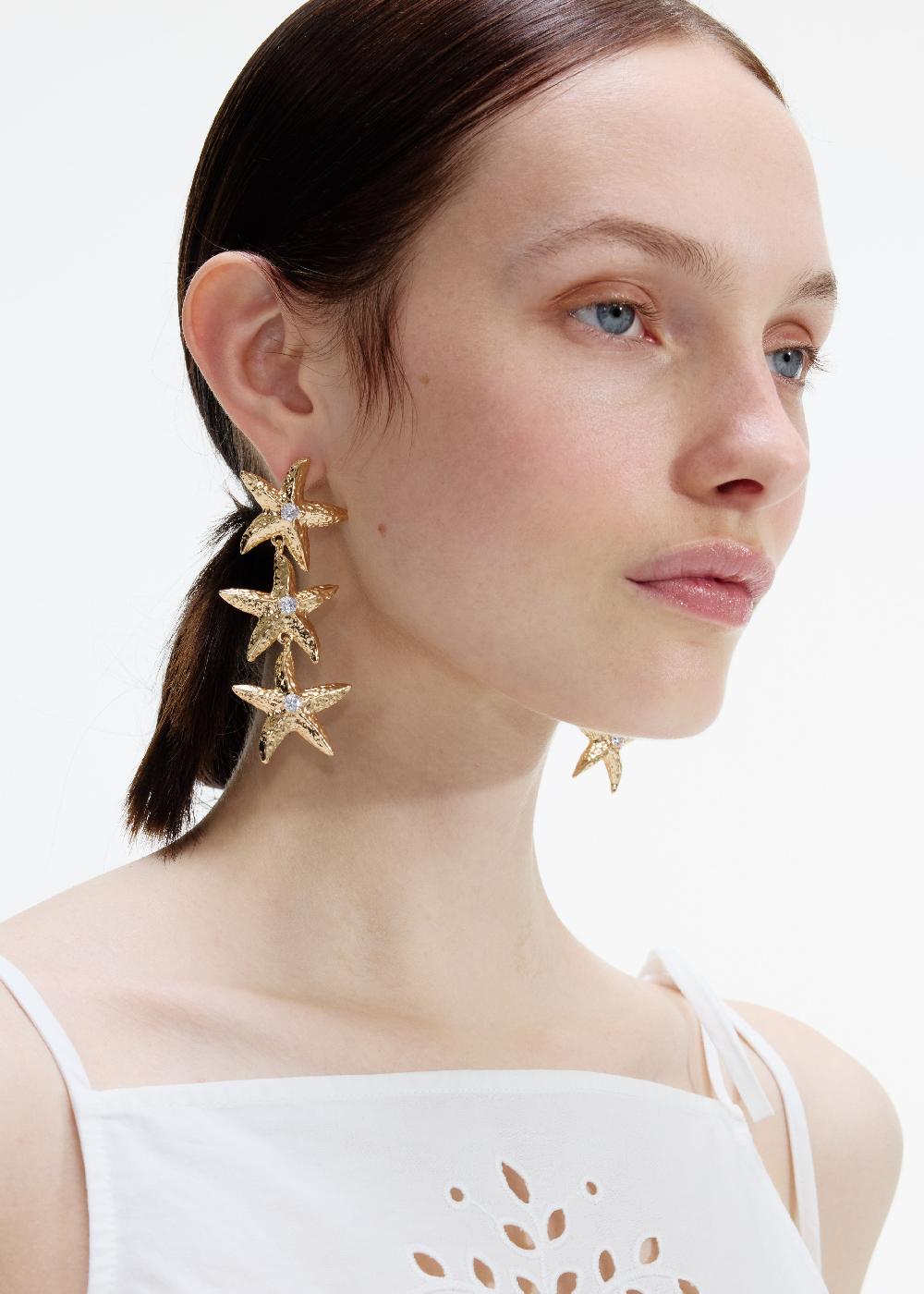 Self Portrait Mottled Gold Sea Star Earrings JEWELLERY