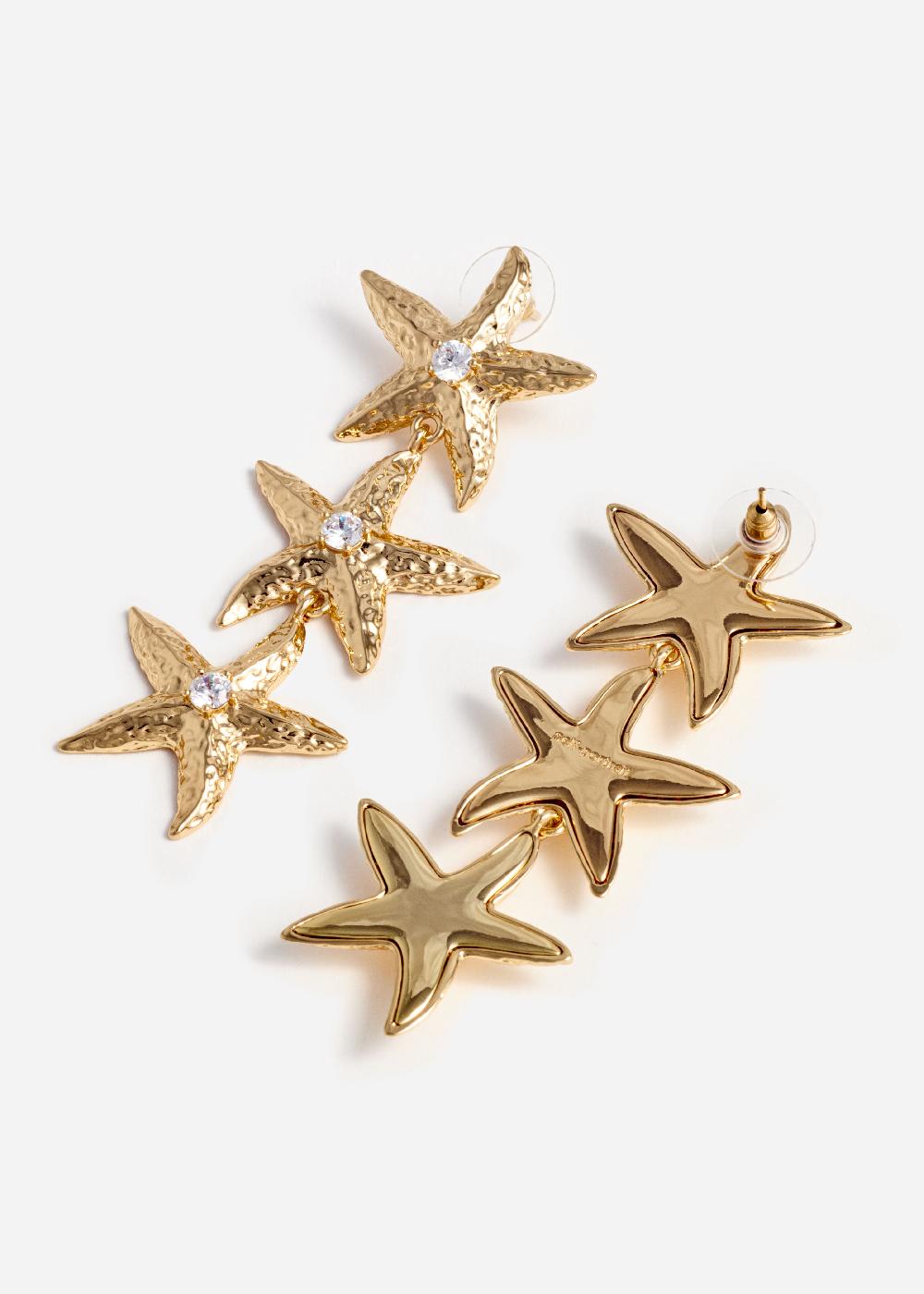 Self Portrait Mottled Gold Sea Star Earrings JEWELLERY
