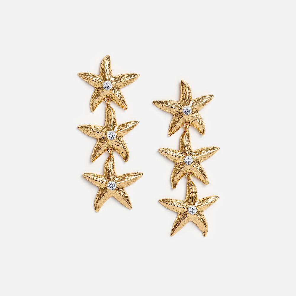 self portrait Mottled Gold Sea Star Earrings JEWELLERY