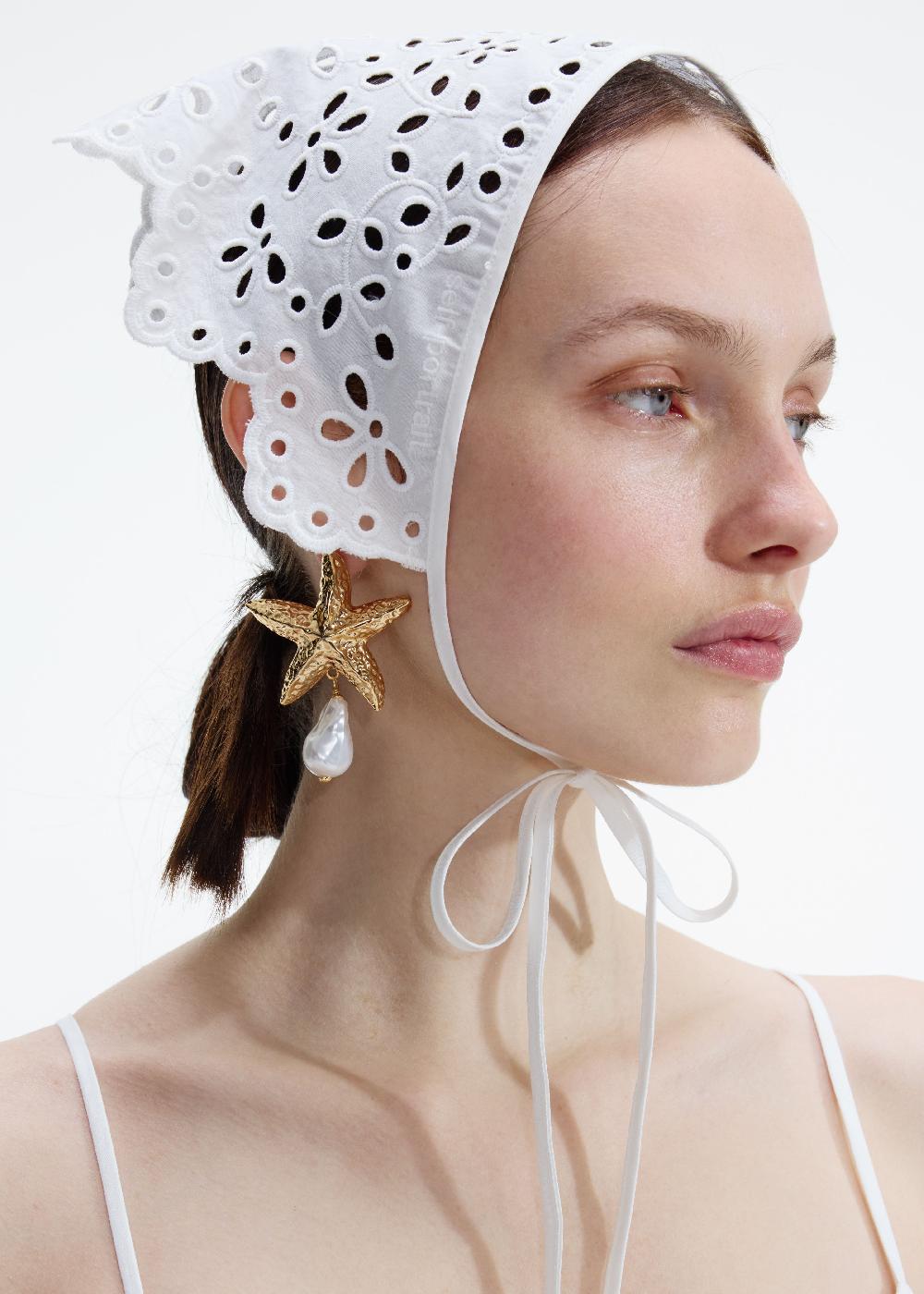 Self Portrait Mottled Gold Sea Star Pearl Earrings JEWELLERY