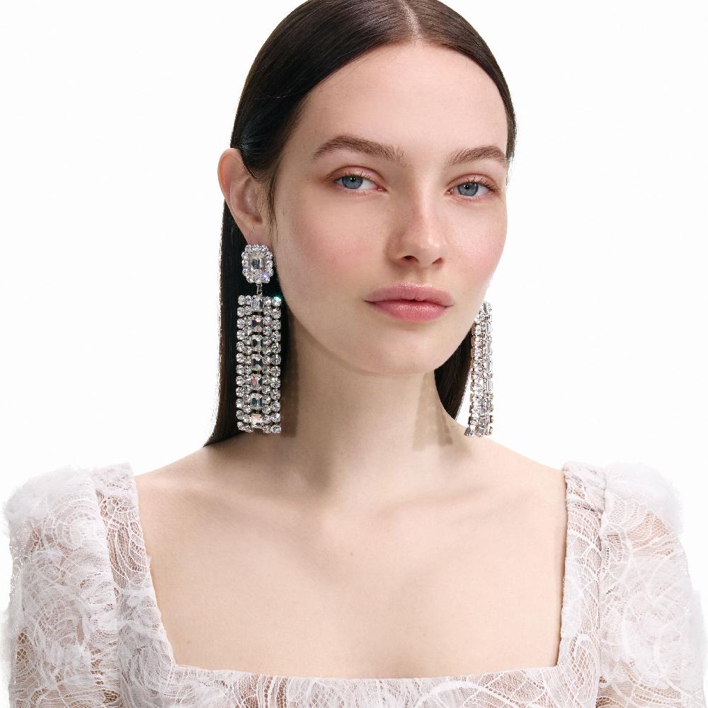 Self Portrait Multi Crystal Droplet Earrings JEWELLERY