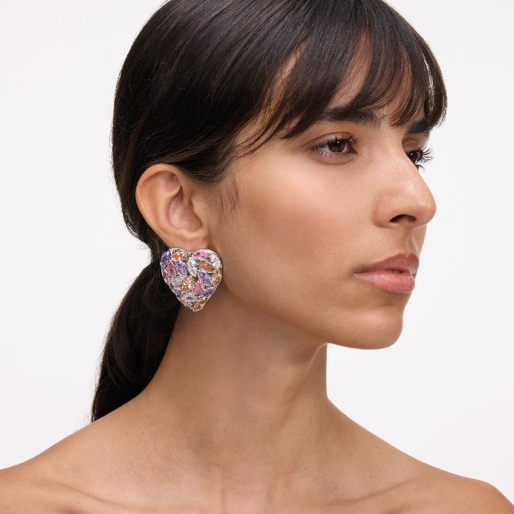 Self Portrait Multi Embellished Heart Earrings JEWELLERY