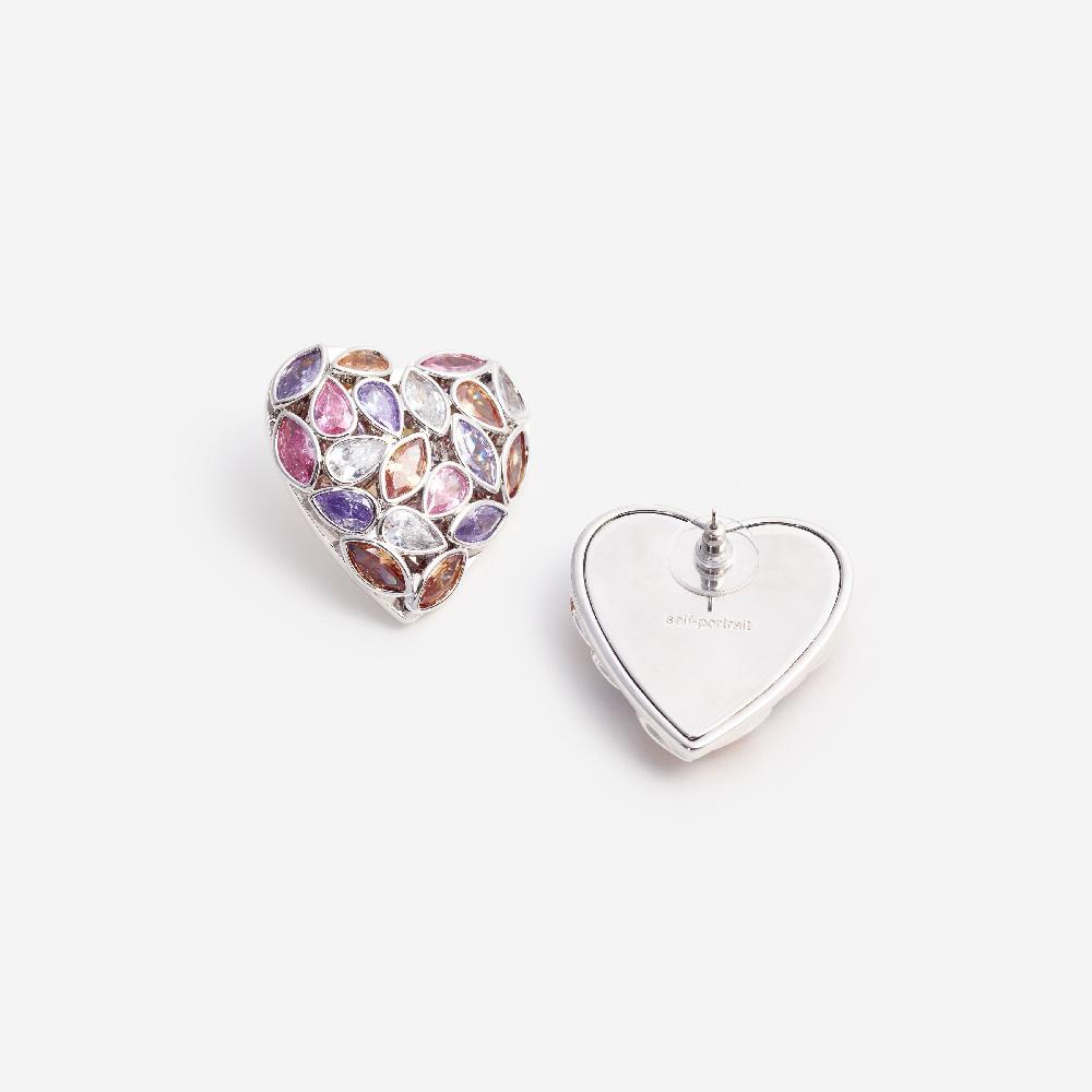 Self Portrait Multi Embellished Heart Earrings JEWELLERY