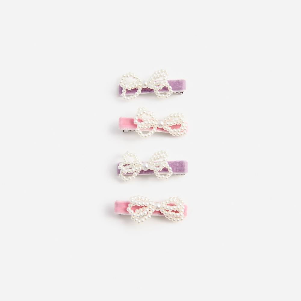 self portrait Multi Velvet Pearl Bow Hairclips KIDS