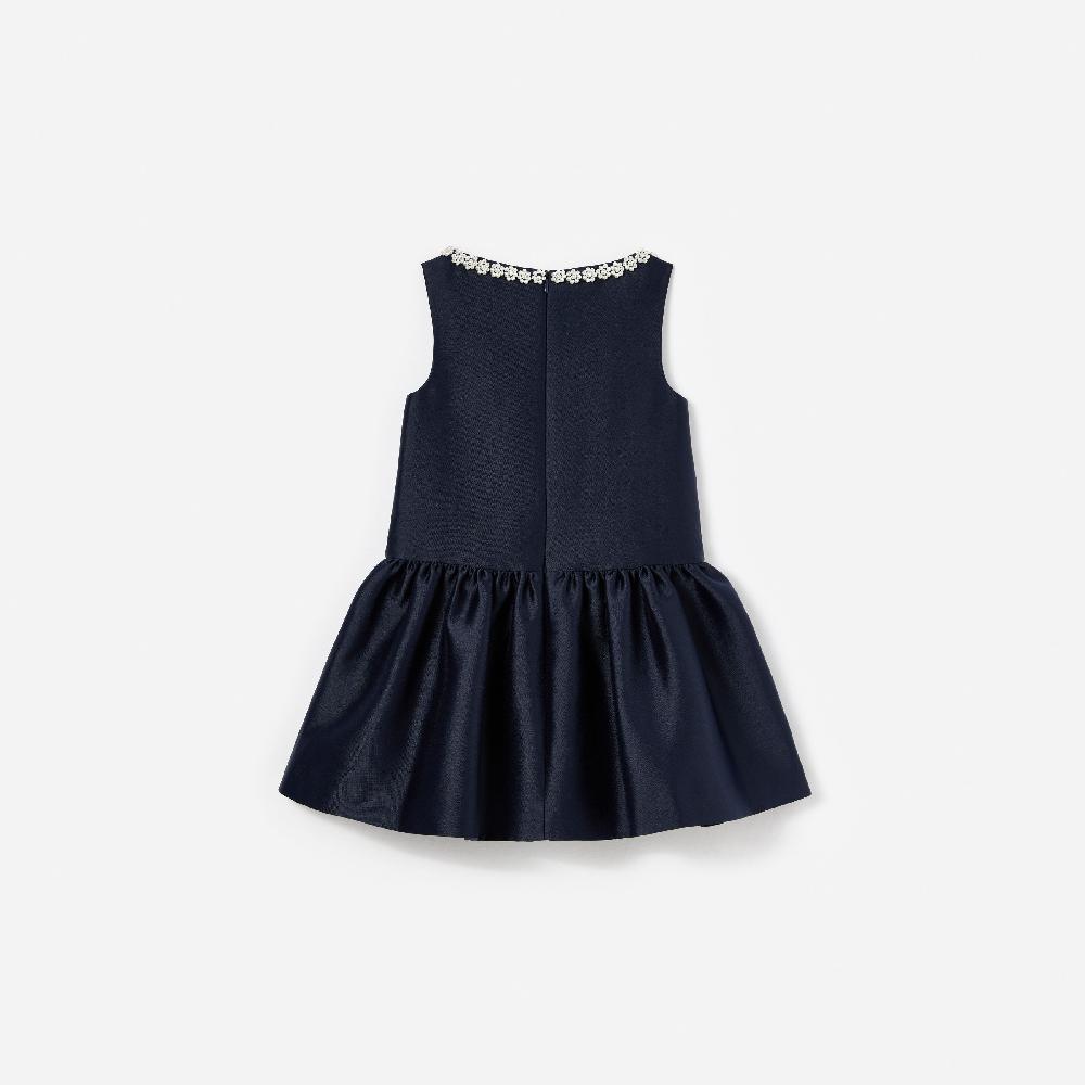 Self Portrait Navy Flower Scallop Taffeta Dress KIDS