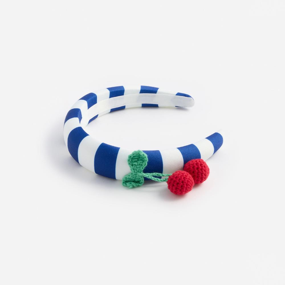 Self Portrait Navy Striped Cherry Motif Headband KIDS