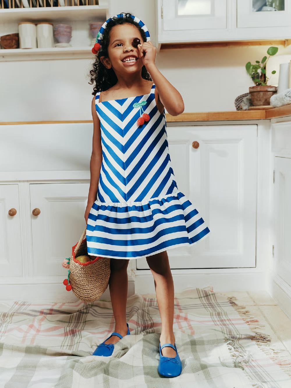 Self Portrait Navy Striped Cherry Motif Headband KIDS