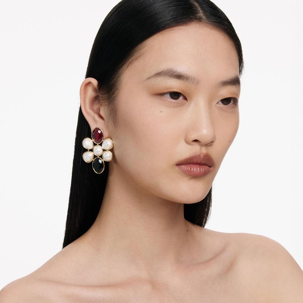 Self Portrait Pearl Crystal Cluster Earrings JEWELLERY