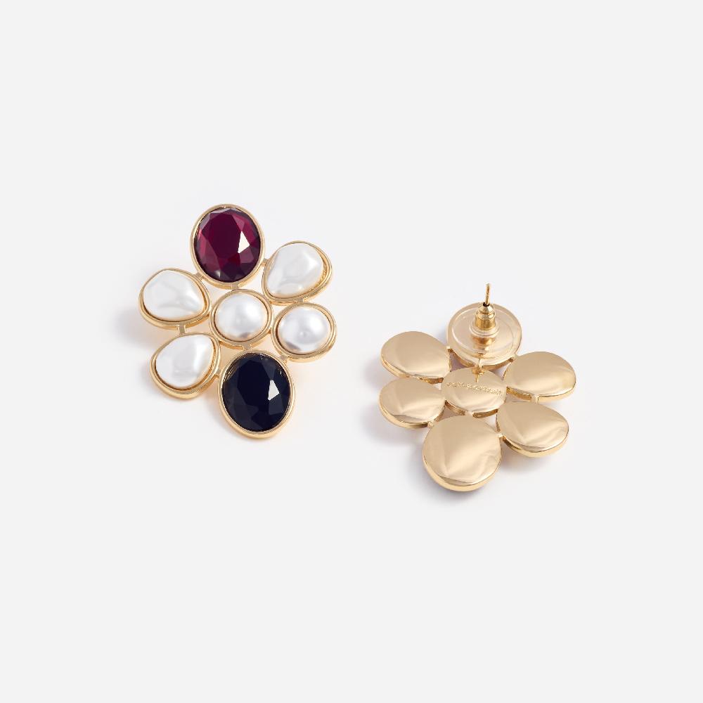 Self Portrait Pearl Crystal Cluster Earrings JEWELLERY