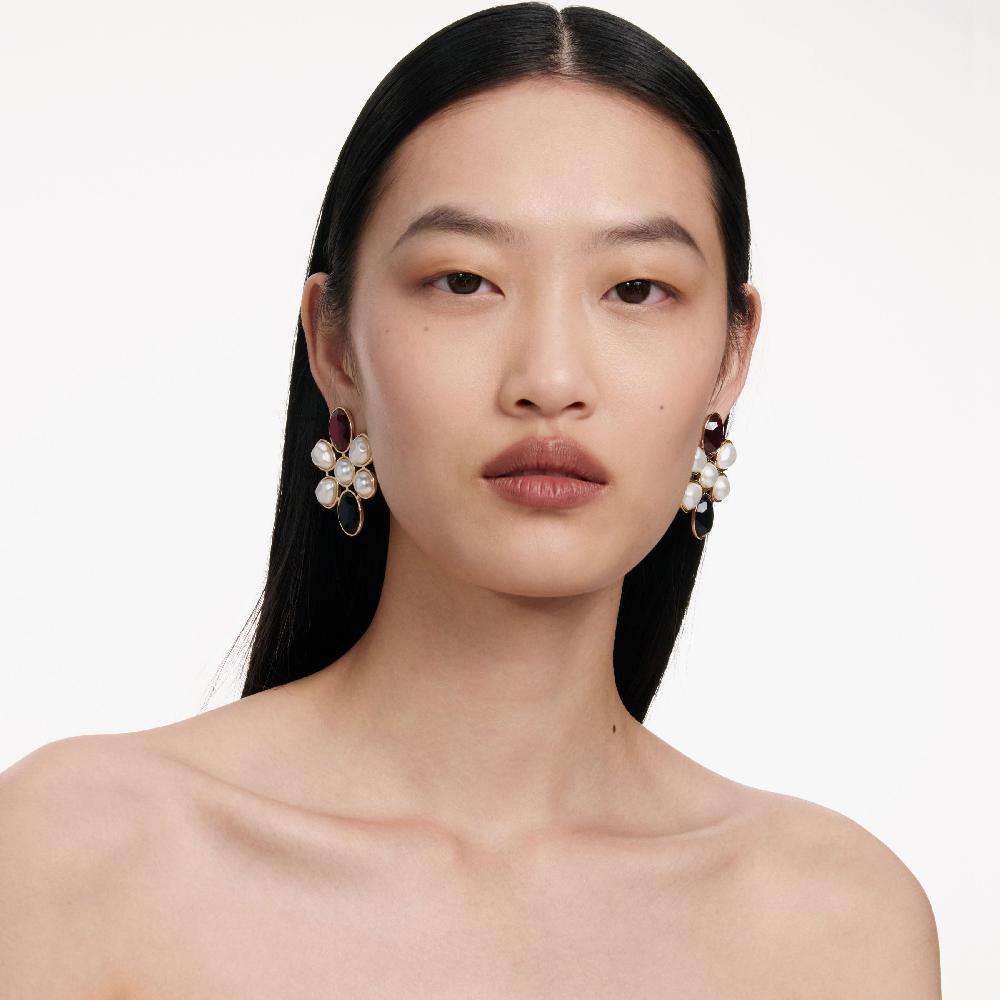 Self Portrait Pearl Crystal Cluster Earrings JEWELLERY