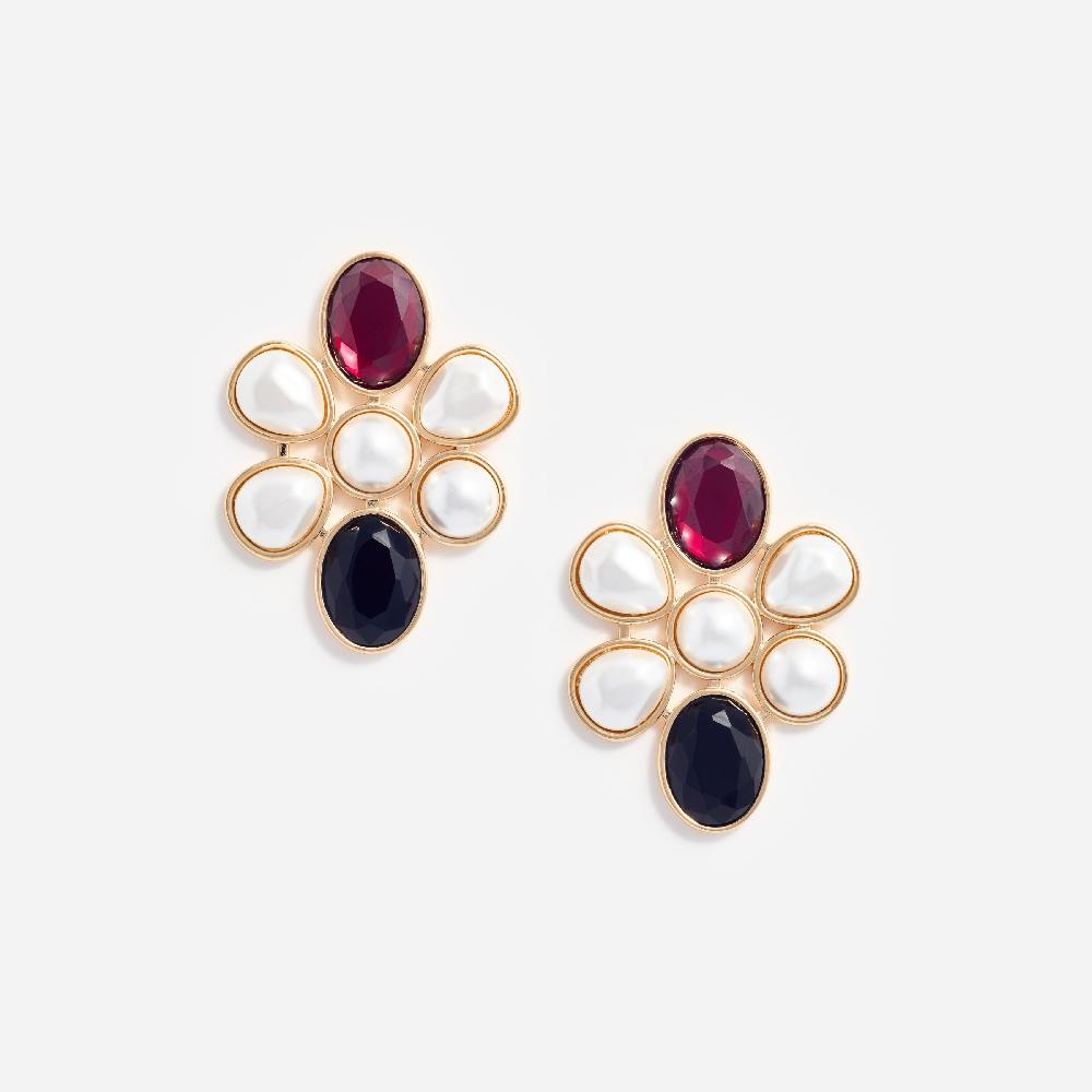 self portrait Pearl Crystal Cluster Earrings JEWELLERY