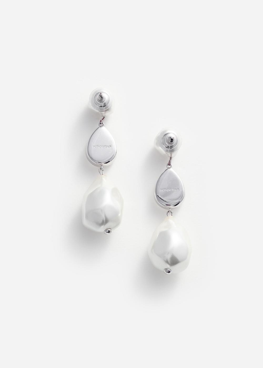 Self Portrait Pearl Crystal Droplet Earrings JEWELLERY