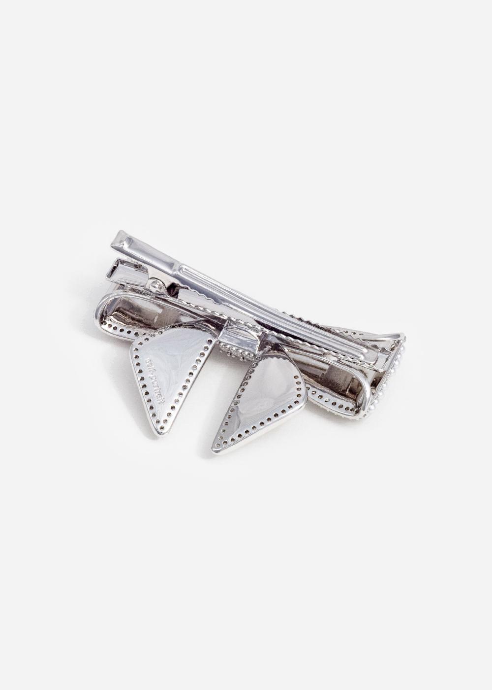 Self Portrait Pearl Embellished Bow Hairclip JEWELLERY
